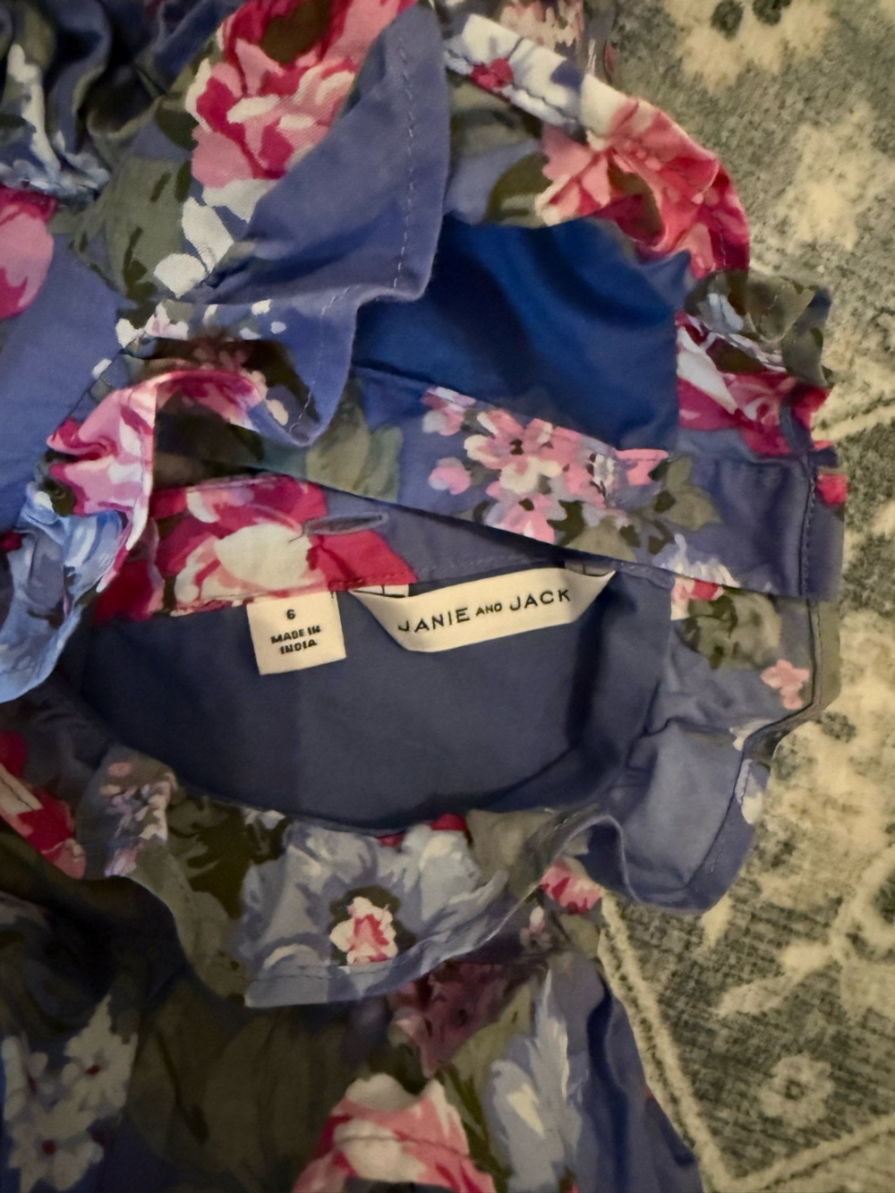 Janie and Jack Purple Floral Ruffle Dress with Pink Blossoms